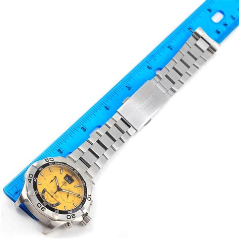 Tag Heuer Aquaracer Yellow Dial Chronograph Steel Mens Watch Caf101d