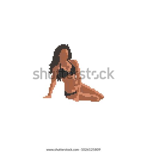 Pixel Girl Red Swimsuit Vector Silhouette Stock Vector Royalty Free Shutterstock