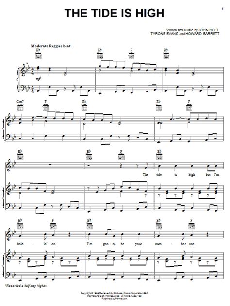 But anyway its standard tuning no capos or anything so here it goes. The Tide Is High | Sheet Music Direct