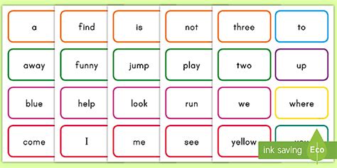 5 Laminated Sets Of Dolch Sight Word Flash Cards Preschool 3rd Grade