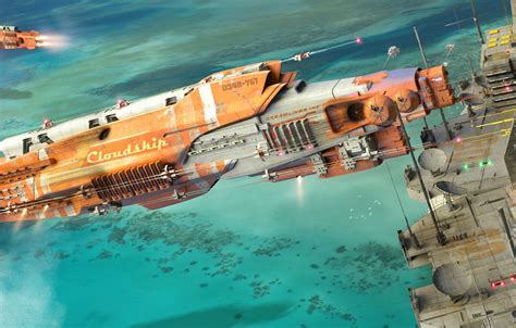 Wallpaper Fantasy Sea Science Fiction Station Sci Fi Digital Art