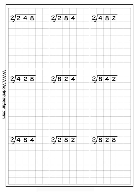 Long Division Template Ementary Free Printable
