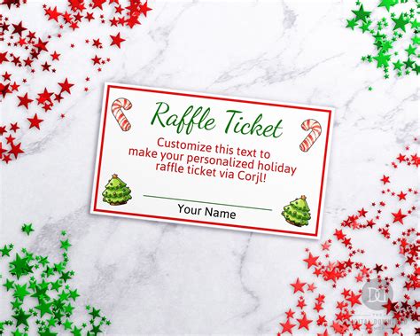 Raffle Ticket Template Christmas Editable Edit Online The Digital