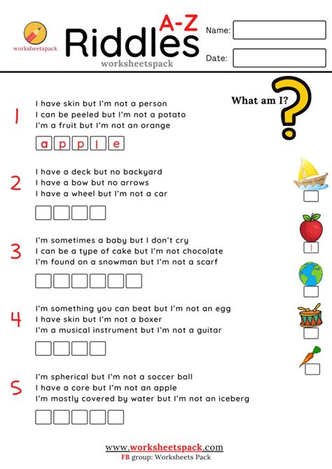 A Z Riddles For Kids Worksheetspack