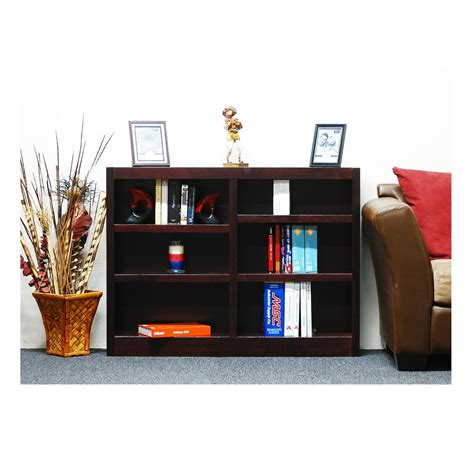 Concepts In Wood 6 Shelf Double Wide Wood Bookcase 36 Inch Tall