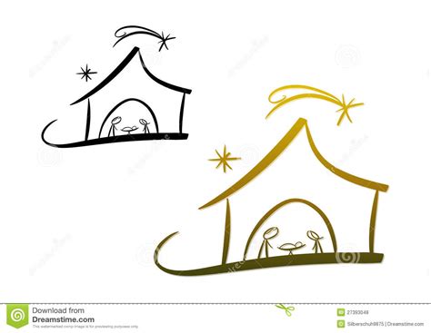 Nativity Scene Stock Vector Illustration Of Born Drawn