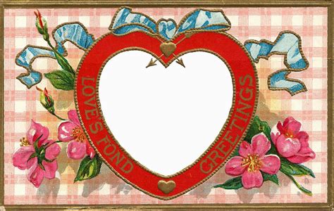 Antique Images Free Digital Valentine Printable Red Heart Frame With
