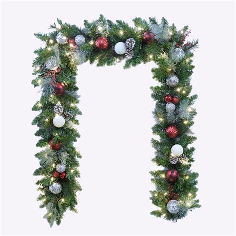9ft 27m Pre Lit Decorated Artificial Garland With 90 Led Lights