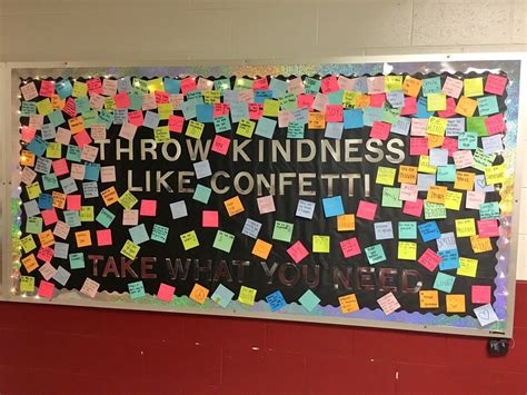 A Bulletin Board With Post It Notes On It And The Words Know Kindness
