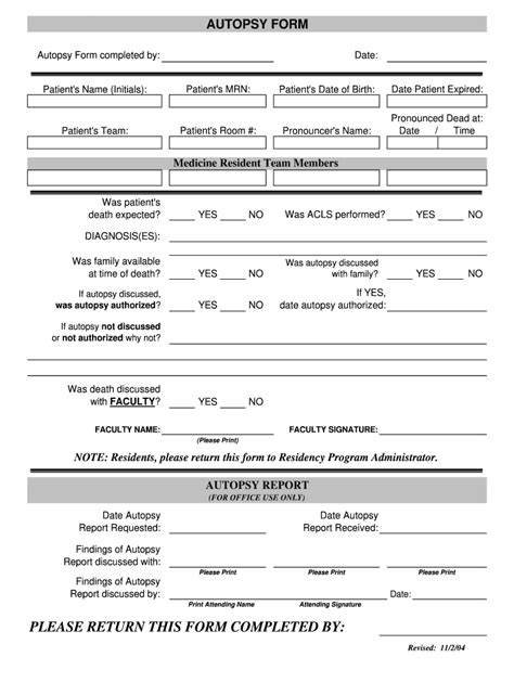 Autopsy Form 2004 2021 Fill And Sign Printable Template Online Us