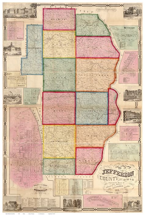 Jefferson County Ohio 1856b Old Map Reprint Old Maps