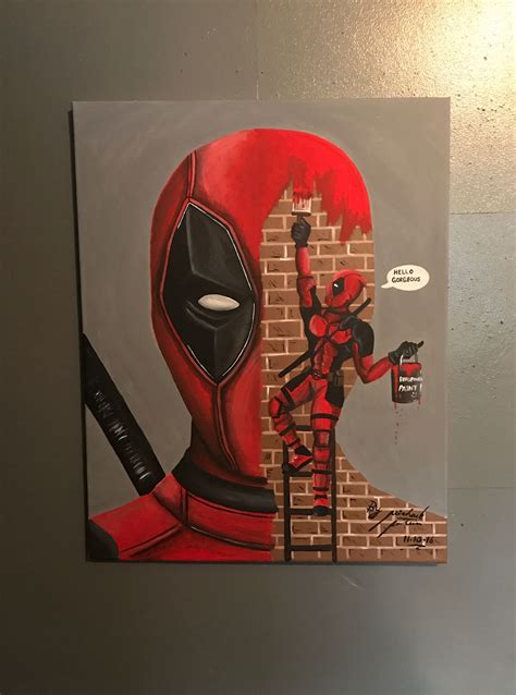 Deadpool Half Face Canvas Marvel Superhero Art