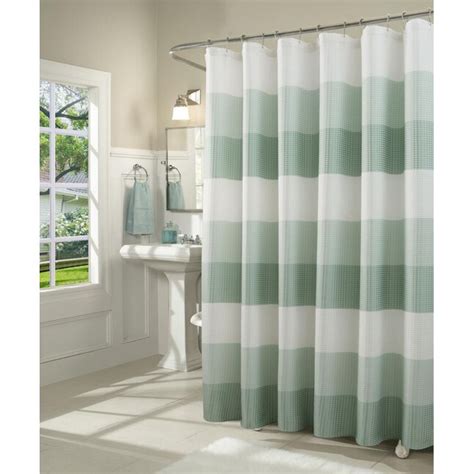Dainty Home Ombre Waffle Shower Curtain 72 In L Spa Striped Polyester