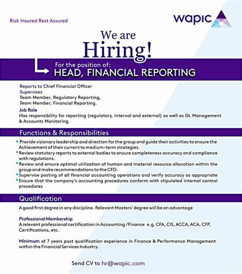 Financial controller job description template. We Are Hiring, For The Position Of Head, Financial ...
