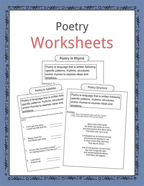 Types Of Poetry Worksheet