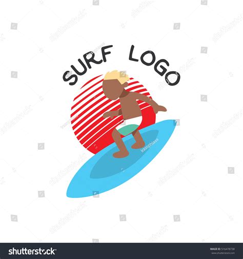 Surf Sticker Design Cartoon Surf Boy Stock Vector Royalty Free