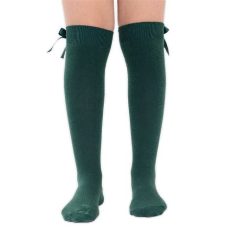 Dark Green Spanish Style Knee High School Socks With Bows Tina Jayne