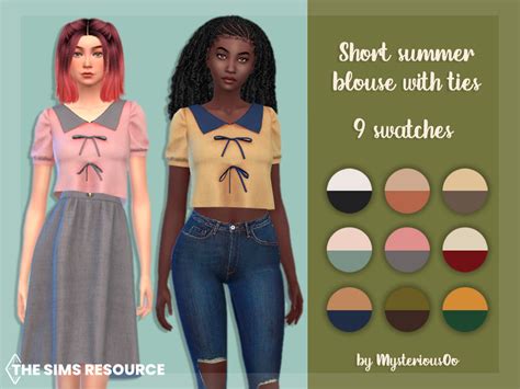 The Sims Resource Short Summer Blouse With Ties