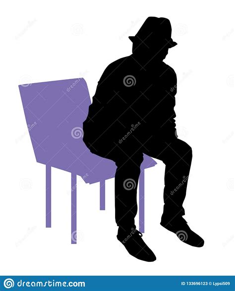 Black Silhouette Man Sitting On A Chair. Stock Vector - Illustration of ...