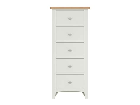 Kenmore Patterdale White And Oak 5 Drawer Tall Narrow Chest Of Drawers
