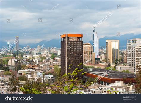 Santiago De Chile Panoramic View Center Stock Photo