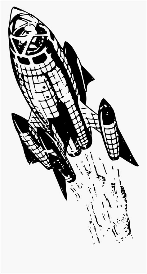 Retro Rocket Graphic Black And White Library Clipart Retro Space Png