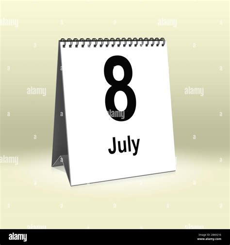 A Calendar For The Desk Shows July 8th Ein Kalender Für Den