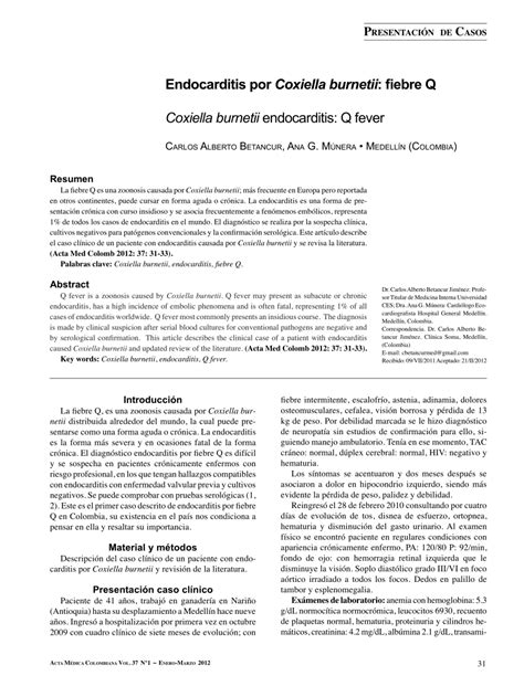 Pdf Coxiella Burnetii Endocarditis Q Fever