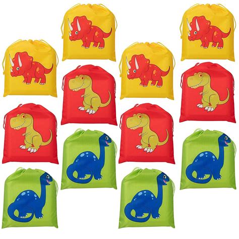 12 Pack Large Dinosaur Party Favors Drawstring T Bags For Dino Kids