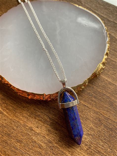 Lapis Lazuli Gemstone Necklace Genuine Gemstone Pendant T Etsy