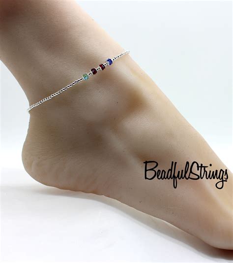 Keepsake Birthstone Anklet Custom Mother S Bracelet Etsy Anklet Crystal Anklet Mothers
