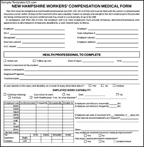 Sample Workers Compensation Form Sample Templates Sample Templates