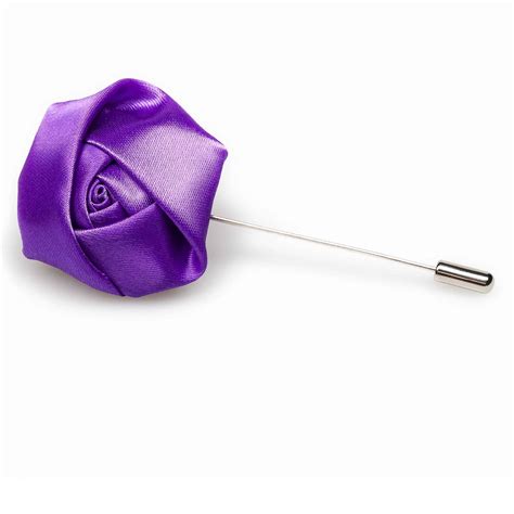 Purple Satin Rose Lapel Pin Mens Rosebud Flower Boutonniere Pins Otaa