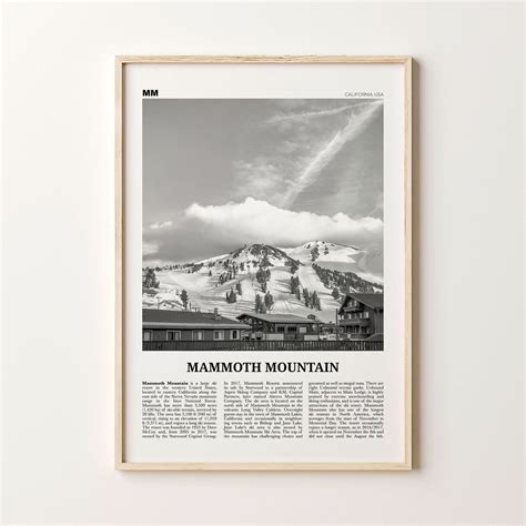 Mammoth Mountain Print Black And White Mammoth Mountain Wall Etsy