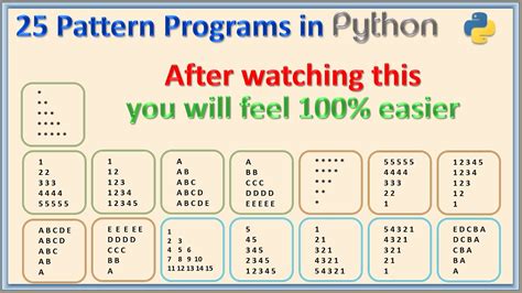 25 Python Nested For Loop 25 Printing Pattern Programs Youtube