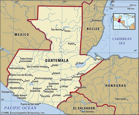 Guatemala Map And Satellite Image In 2021 Guatemala Map Political Map