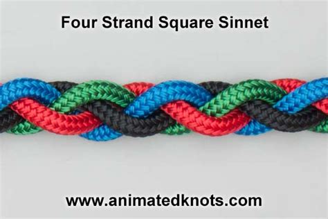 This 4 strand round braid is a simple and quick braid used for necklaces, dog leashes, boat lines, knife sennits. Four Strand Square Sinnet | How to tie a Four Strand Square Sinnet | Knots