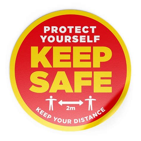 Protect Yourself Keep Safe Circle Floor Sticker Covid