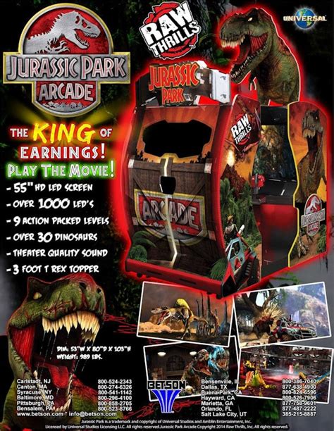 Raw Thrills Bar And Game Room Arcade Game Jurassic Park Arcade Aminis