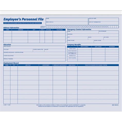Adams Employee Personnel File Folder 1 Sheets 150 Lb 9 12 X