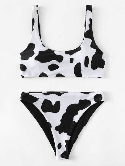 shop cow pattern bikini set online shein offers cow pattern bikini set and more to fit your