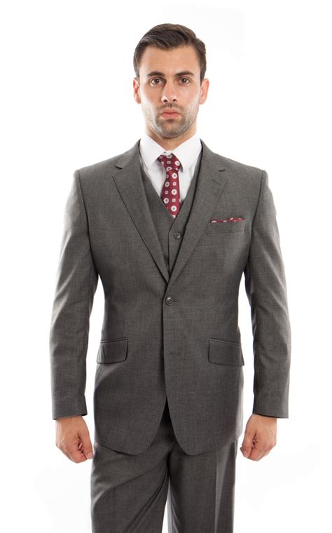 Charcoal Wool Modern Fit 3 Piece Suit Flex Suits