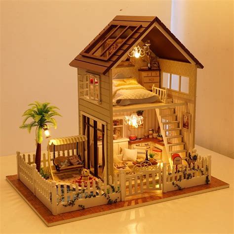 Free Shipping Assembling Diy Miniature Model Kit Wooden Doll House