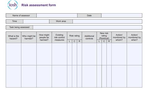 Filled IOSH Risk Assessment Form Updated 2024 Oye Learn