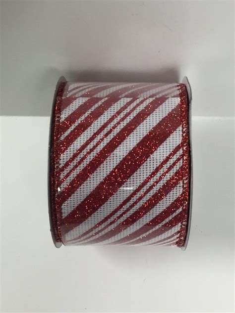 Red White Striped Wired Ribbon 25 Inch Christmas Ribbon Etsy