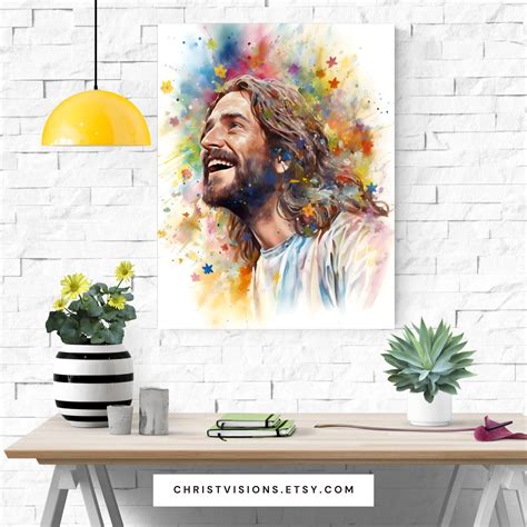 Joyful Jesus Christ Art Print Smiling Jesus Art Laughing Jesus
