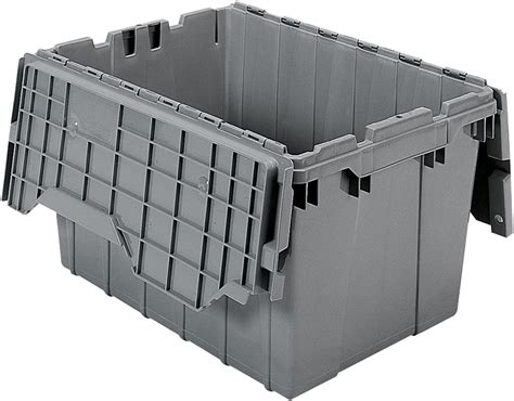 Akro Mils 39120 Industrial Plastic Storage Tote With Hinged Attached