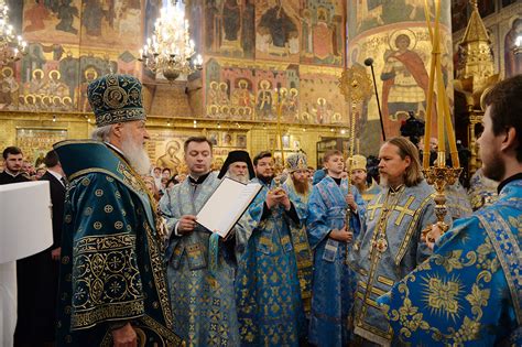 Primate of the Russian Orthodox Church celebrates Divine liturgy at the Assumption Cathedral in ...