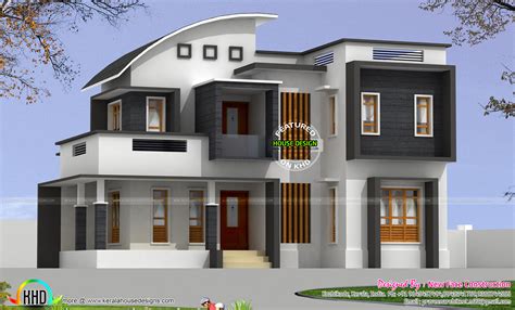 2314 Sq Ft 4 Bhk Modern Curved Roof Mix Home Home Design Decor