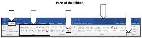 Parts Of The Microsoft Word Ribbon Diagram Quizlet